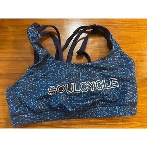 Lululemon x Soul Cycle Energy Exhale Sports‎ Bra Blue Strappy Back Size 10
